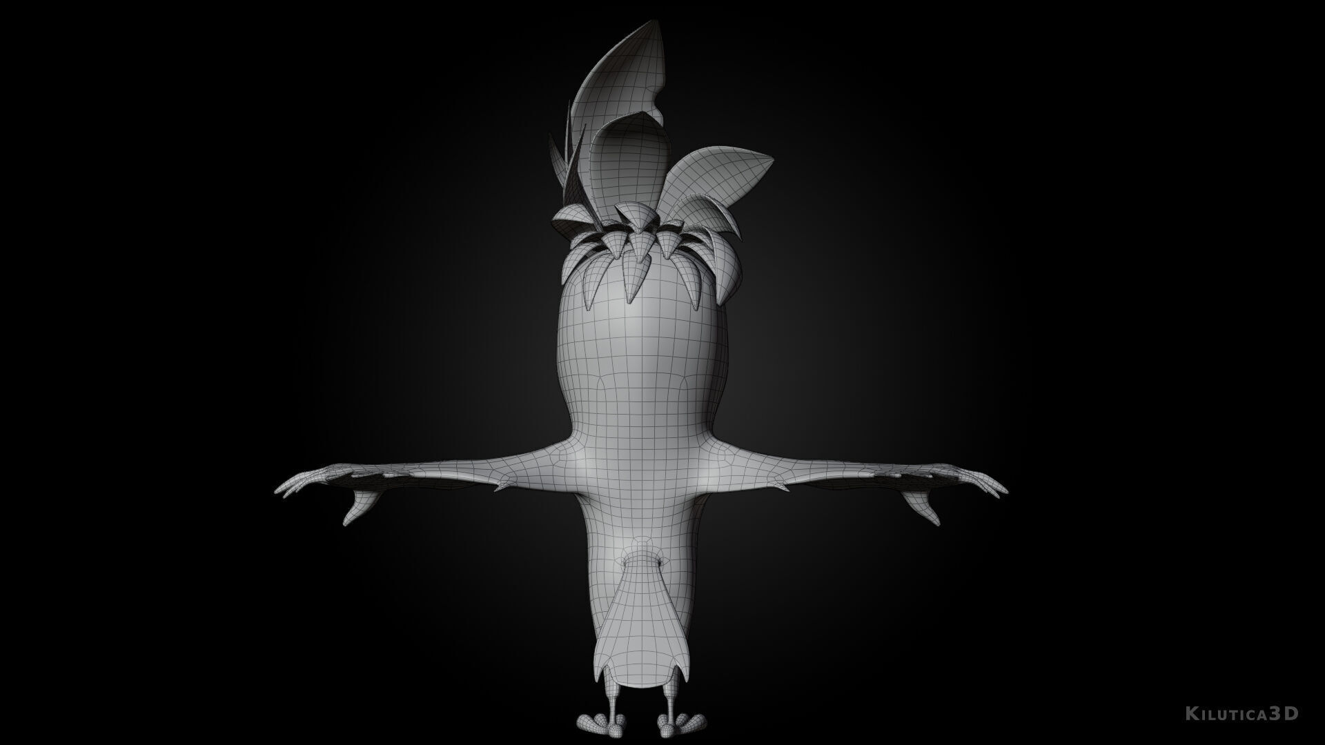 3D Orange - Rigged Cartoon Bird Low-poly 3D model_12