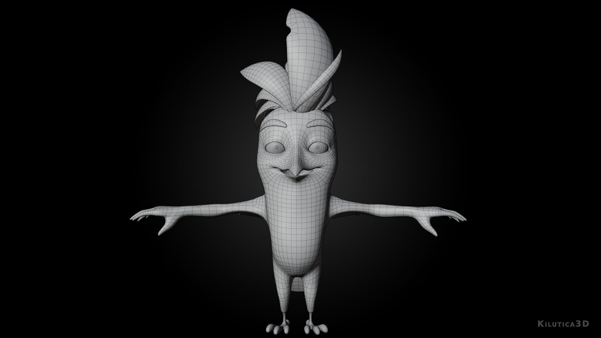 3D Orange - Rigged Cartoon Bird Low-poly 3D model_10