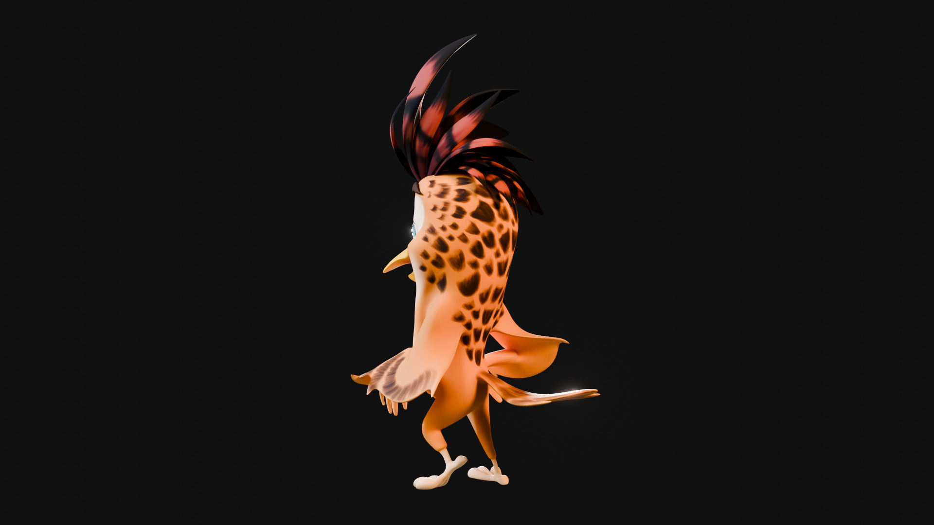 3D Orange - Rigged Cartoon Bird Low-poly 3D model_32
