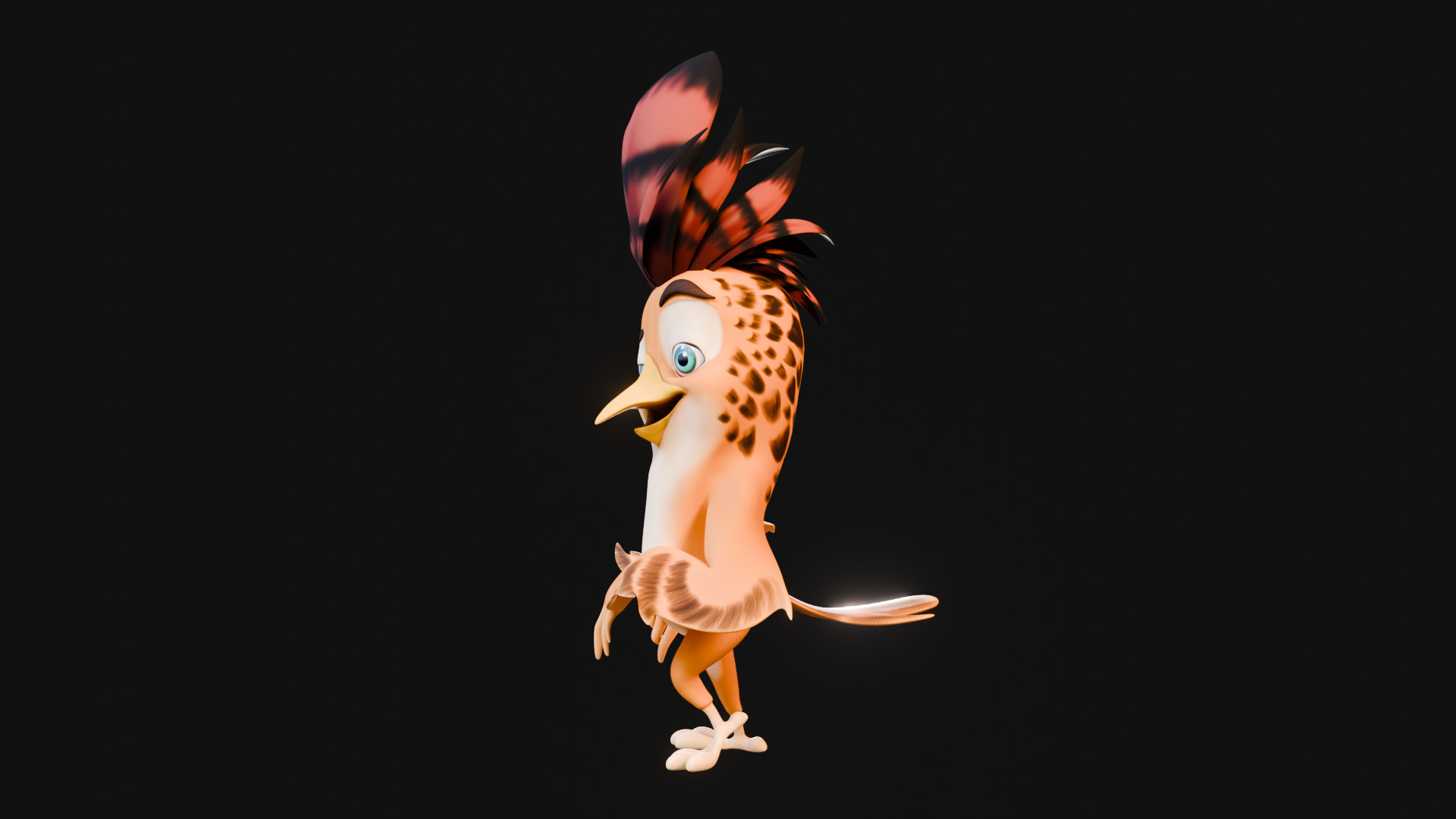 3D Orange - Rigged Cartoon Bird Low-poly 3D model_35