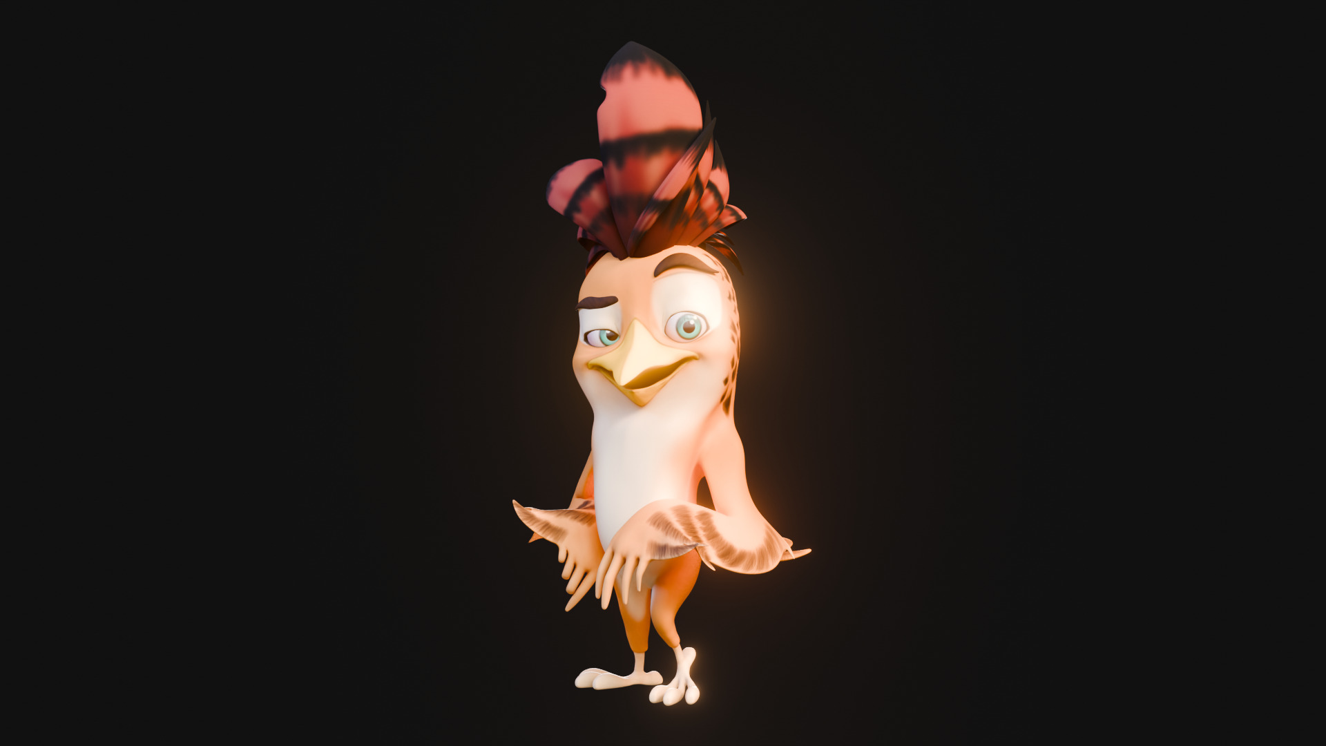 3D Orange - Rigged Cartoon Bird Low-poly 3D model_38