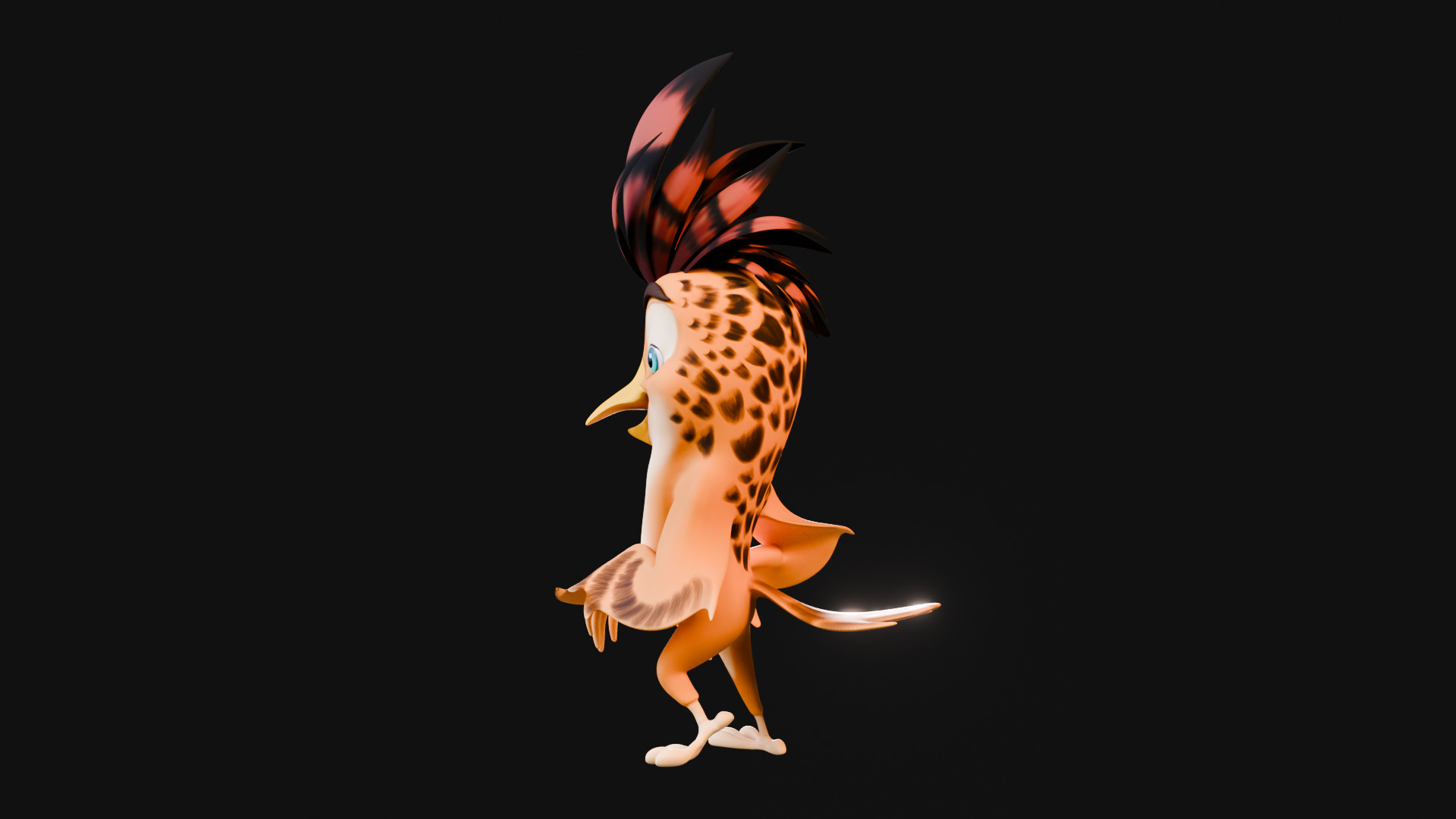 3D Orange - Rigged Cartoon Bird Low-poly 3D model_33