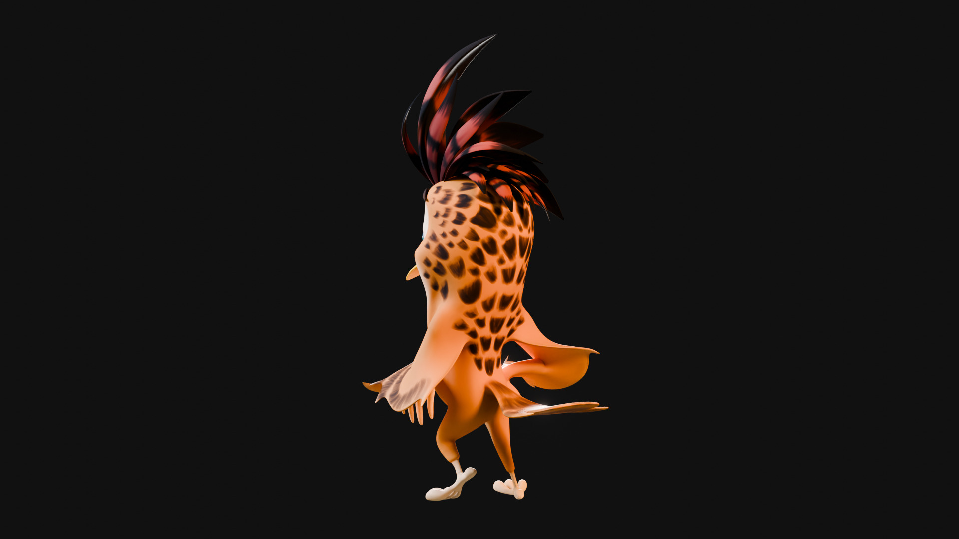 3D Orange - Rigged Cartoon Bird Low-poly 3D model_31