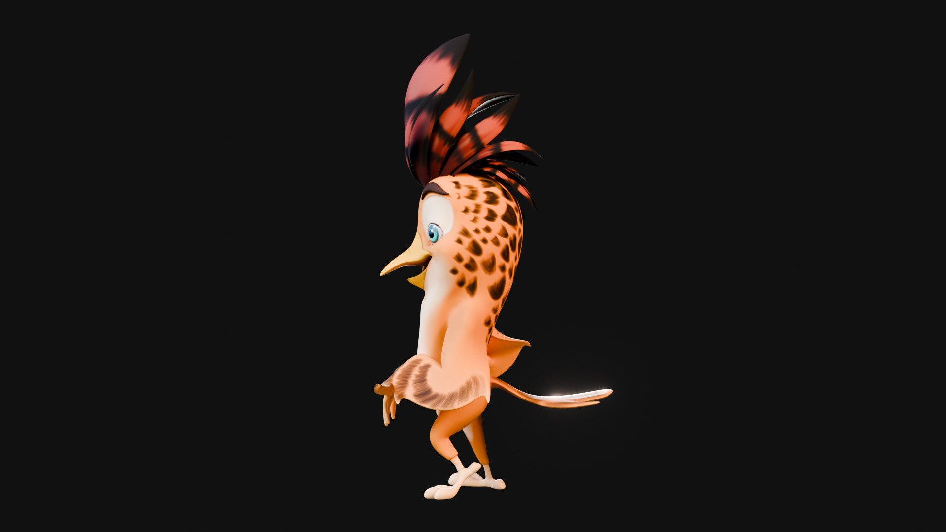 3D Orange - Rigged Cartoon Bird Low-poly 3D model_34