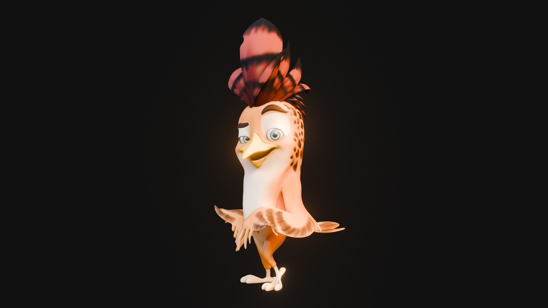 3D Orange - Rigged Cartoon Bird Low-poly 3D model_37