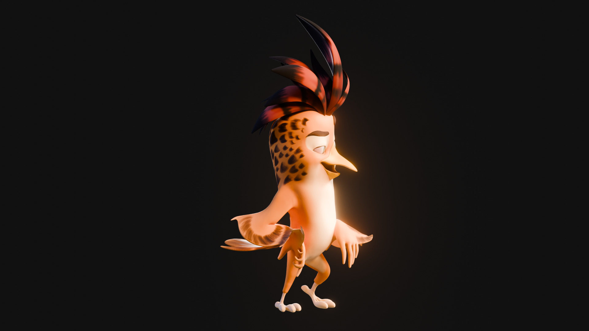 3D Orange - Rigged Cartoon Bird Low-poly 3D model_20