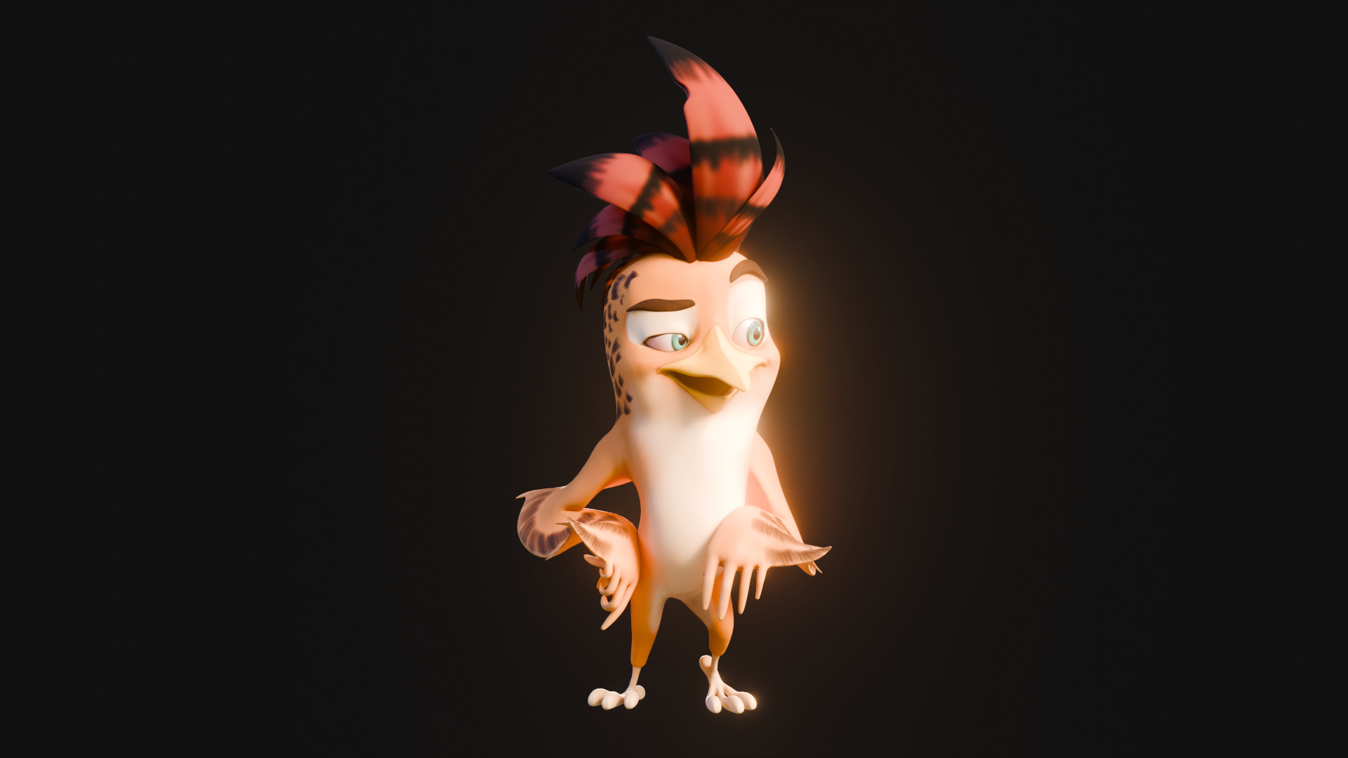 3D Orange - Rigged Cartoon Bird Low-poly 3D model_17