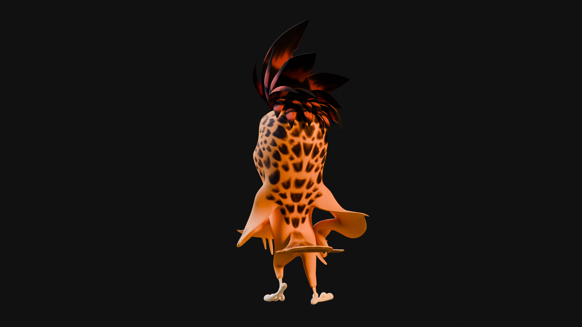 3D Orange - Rigged Cartoon Bird Low-poly 3D model_29