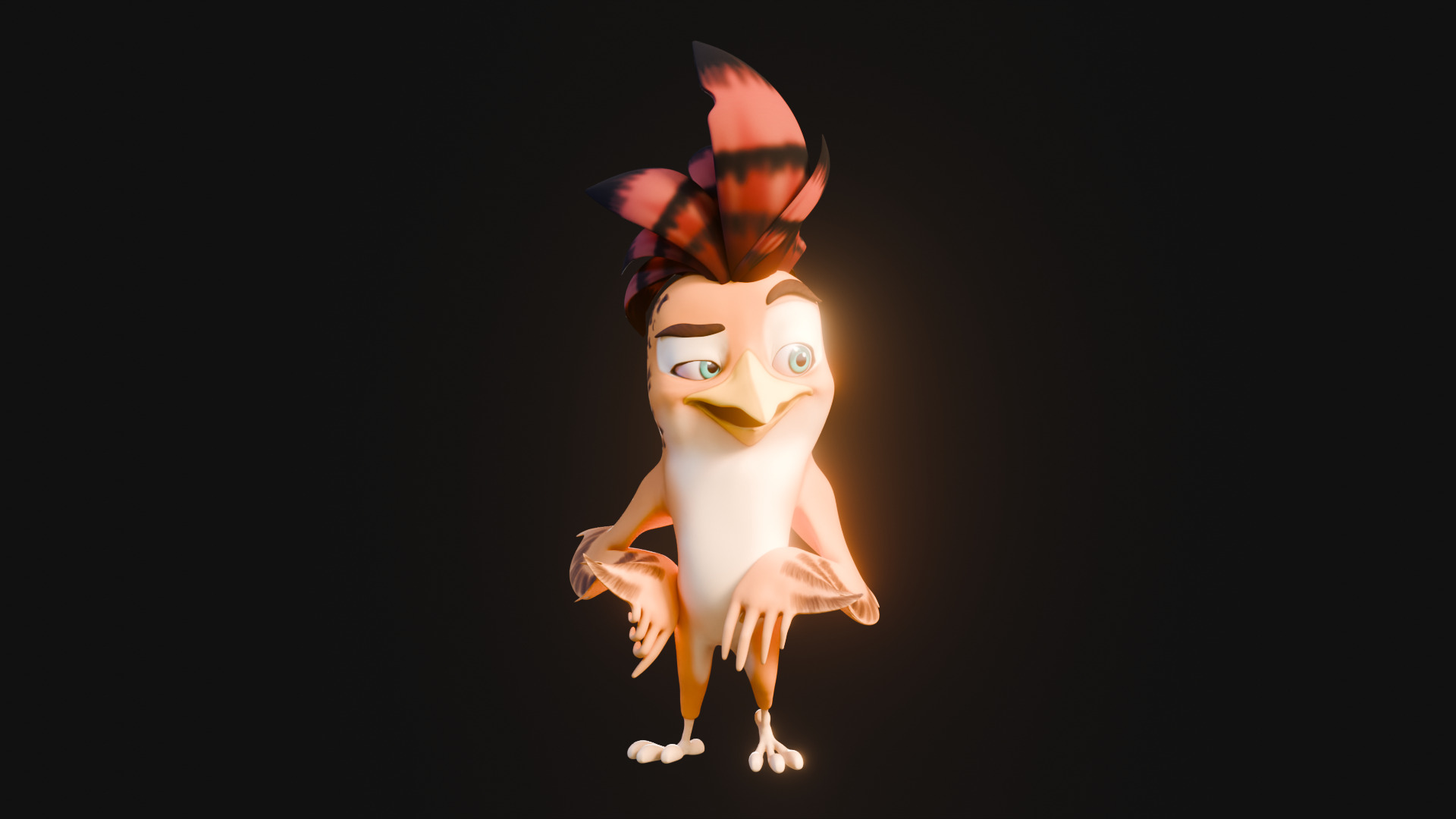 3D Orange - Rigged Cartoon Bird Low-poly 3D model_40