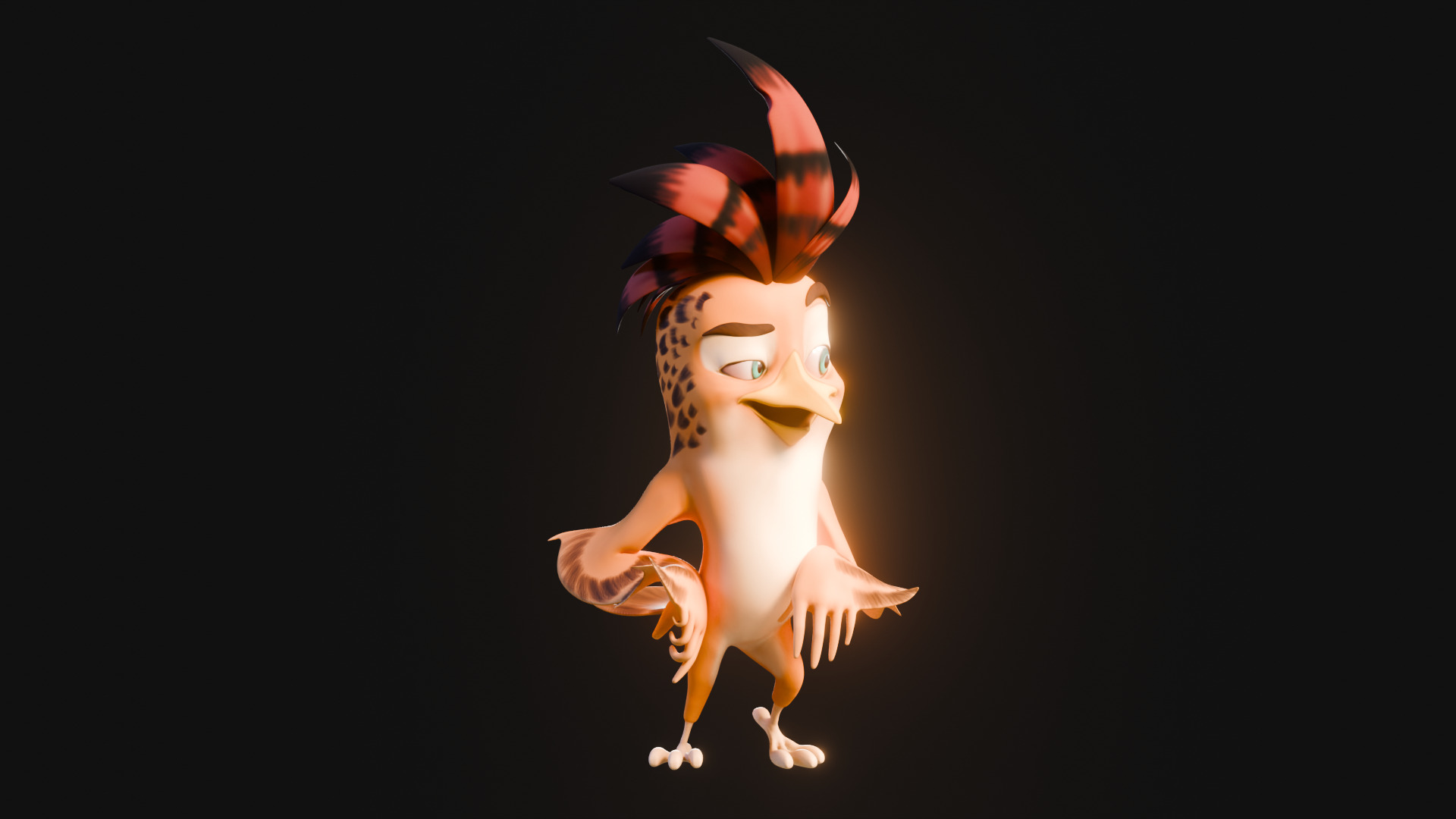 3D Orange - Rigged Cartoon Bird Low-poly 3D model_18