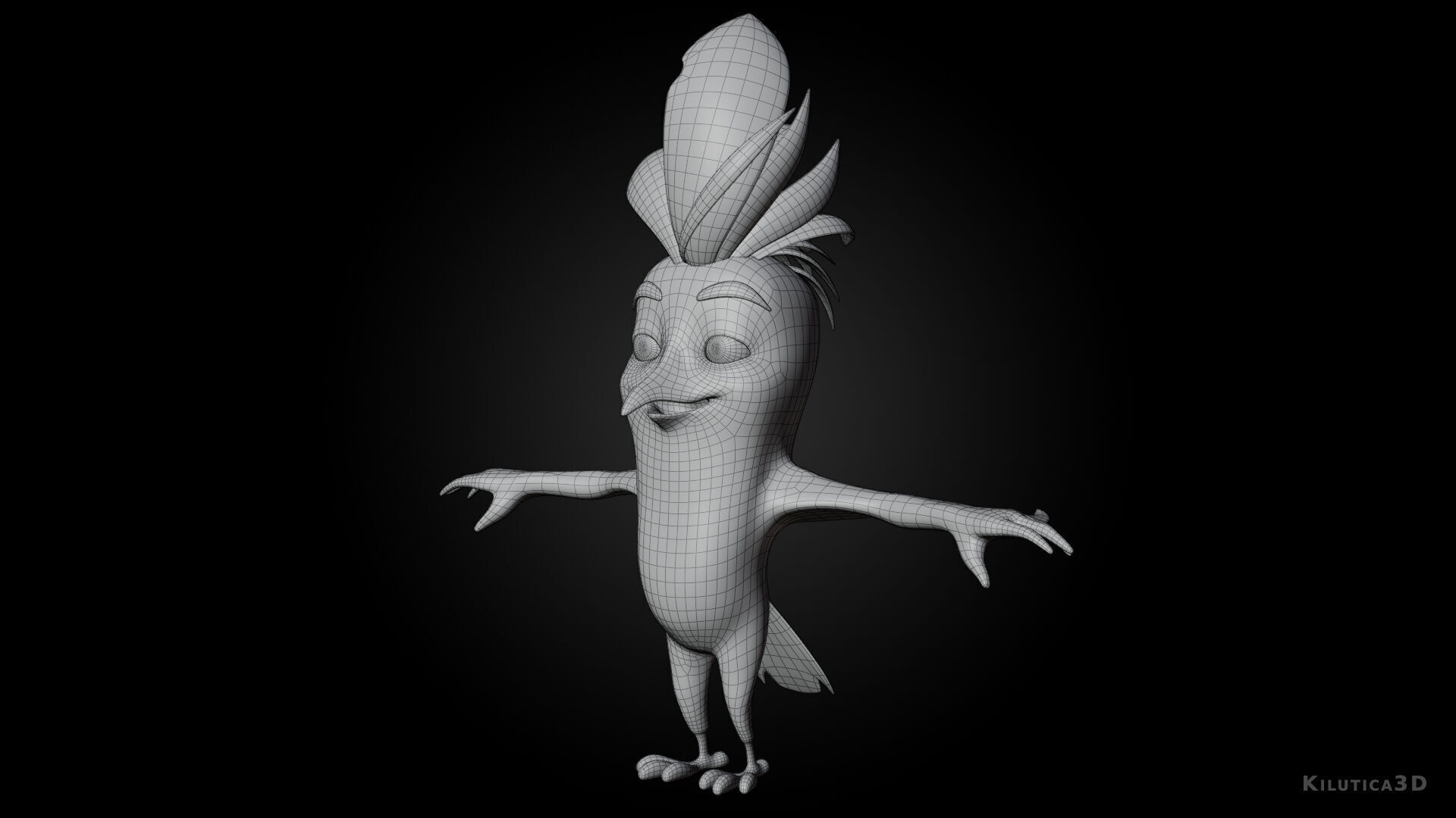 3D Orange - Rigged Cartoon Bird Low-poly 3D model_15