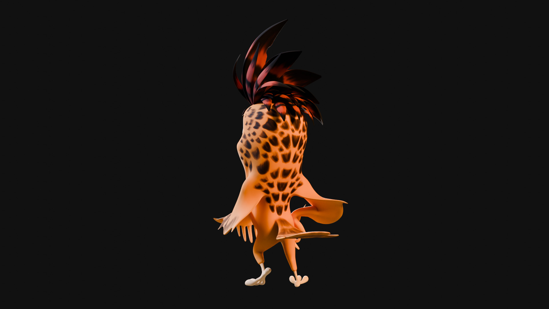3D Orange - Rigged Cartoon Bird Low-poly 3D model_30