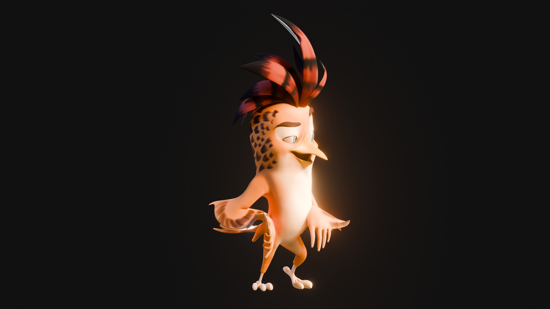 3D Orange - Rigged Cartoon Bird Low-poly 3D model_19