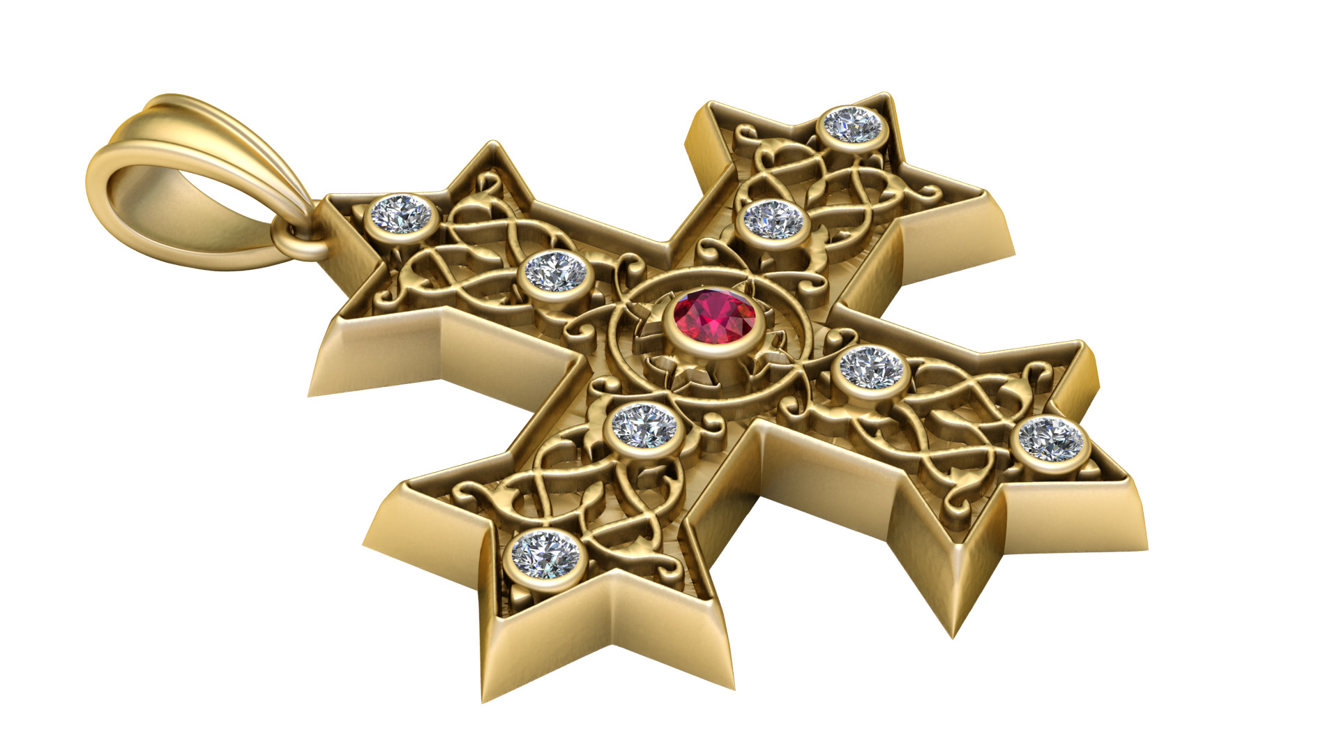 Byzantine Cross  PANDANT 3D PRINTABLE MODAL  3D print model_3