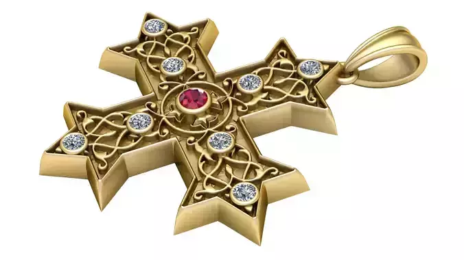 Byzantine Cross  PANDANT 3D PRINTABLE MODAL  3D print model