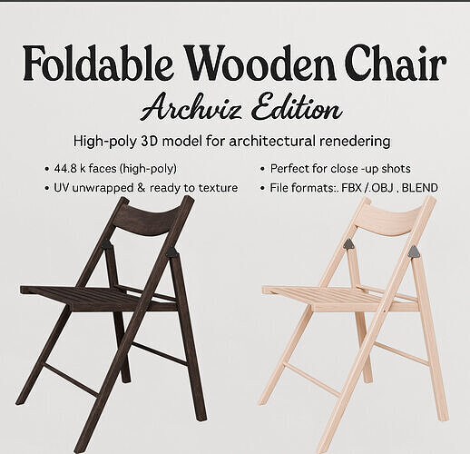 Foldable Wooden Chair  3D model