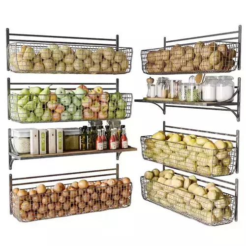 Shelf with vegetables and fruits in the store