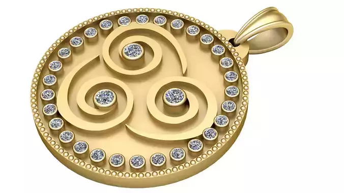 VASSAGO Celtic Spiral   PANDANT 3D PRINTABLE MODAL 