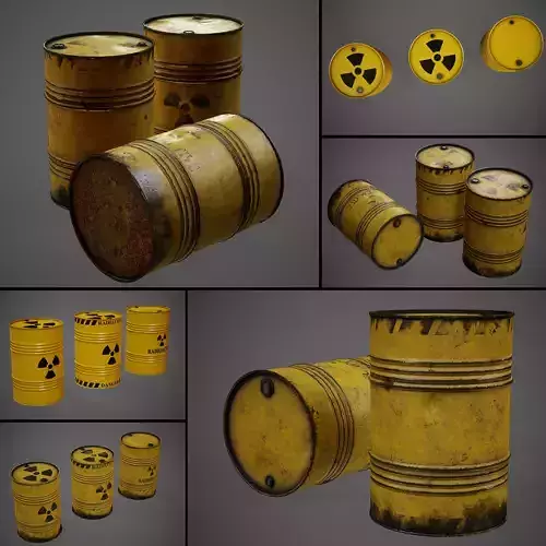 Radioactive Waste Barrel 9 Texture Variations 3D model
