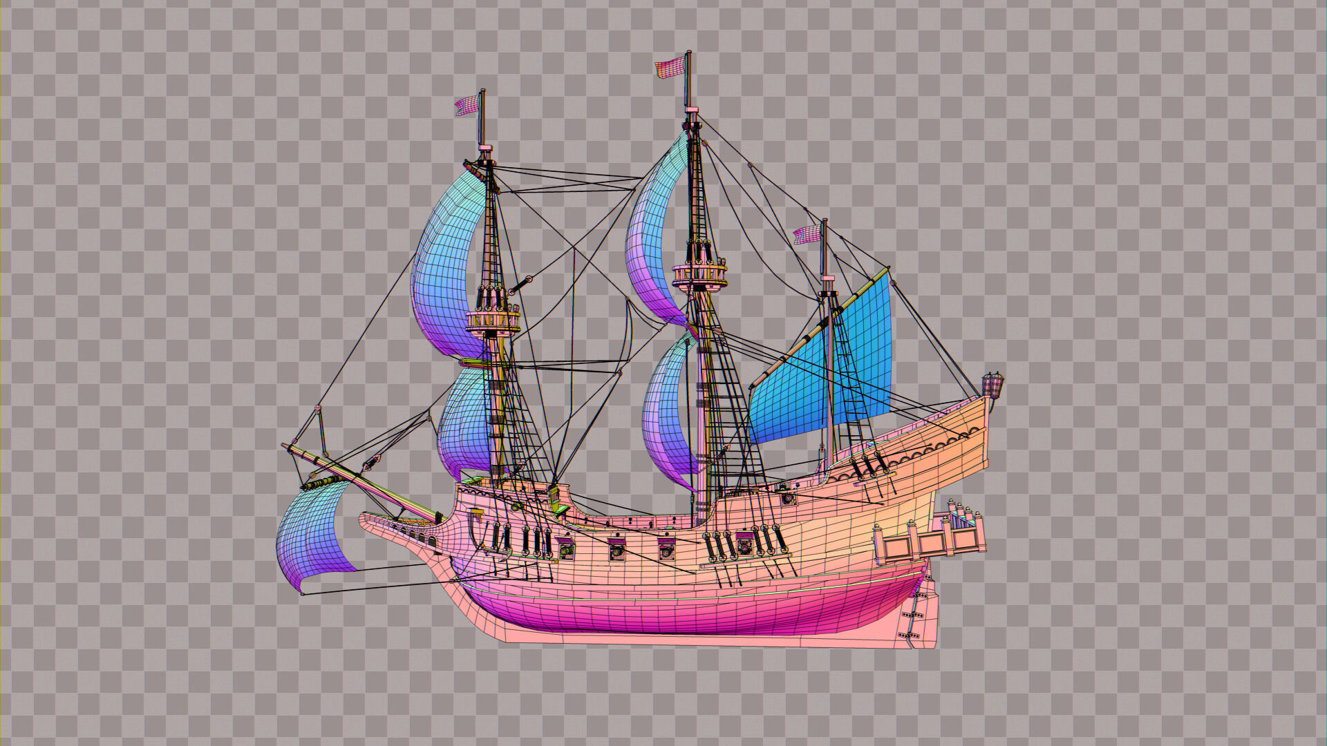 Pirate Ship Low-poly 3D model_2