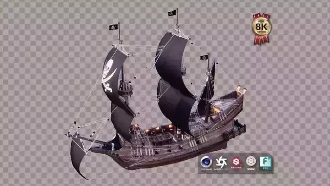 Pirate Ship Low-poly 3D model