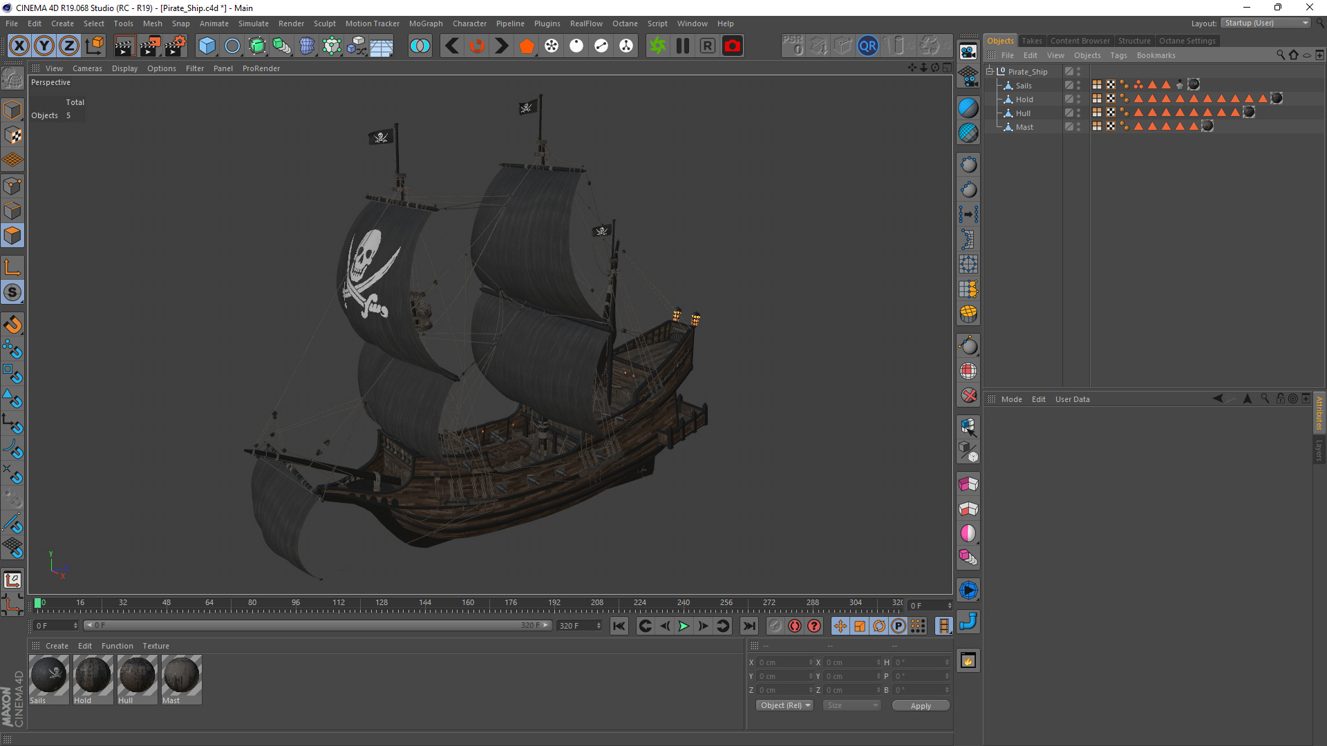 Pirate Ship Low-poly 3D model_14
