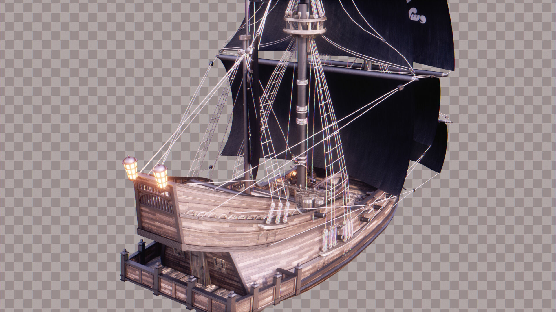 Pirate Ship Low-poly 3D model_6