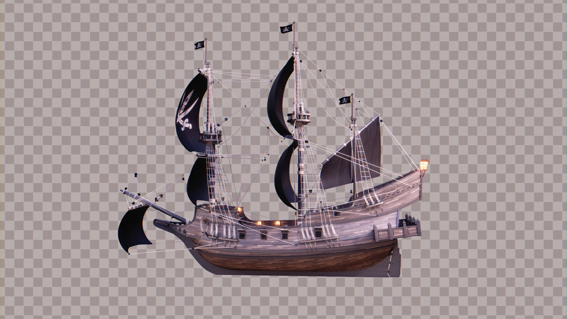 Pirate Ship Low-poly 3D model_1