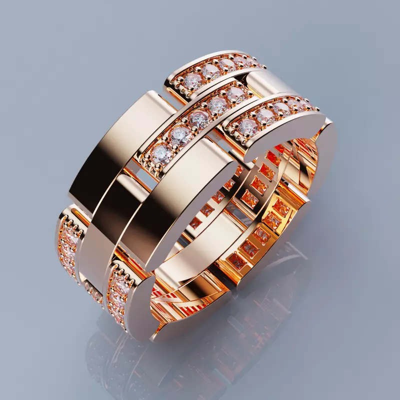 Rings Maillon Panthere All Sizes Collection Version2 3D model 3D print model_0