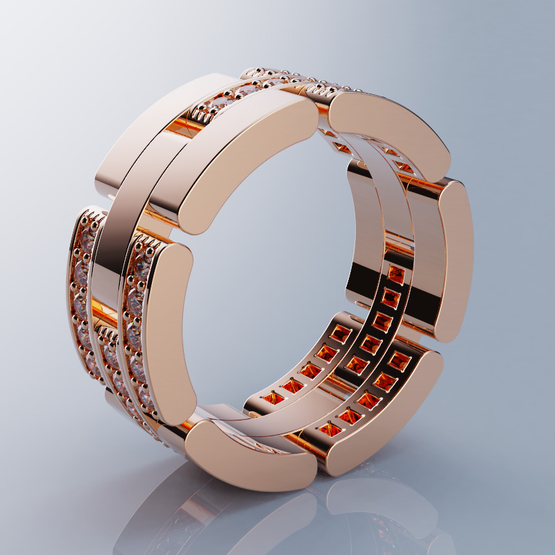 Rings Maillon Panthere All Sizes Collection Version2 3D model 3D print model_2