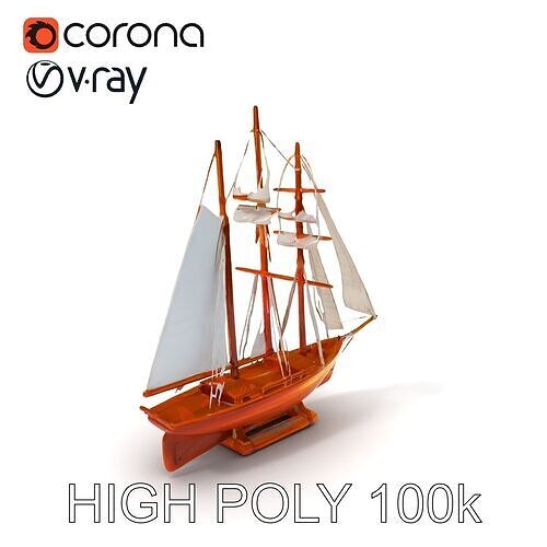 Classic Sailing Ship D Model Pack for Games and Visualizations Low-poly 3D model