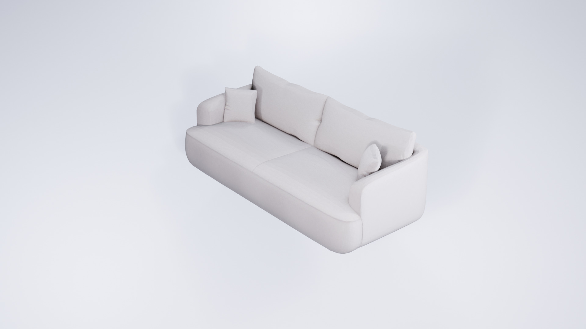 Low Poly Modern Fabric Sofa 3D model_1