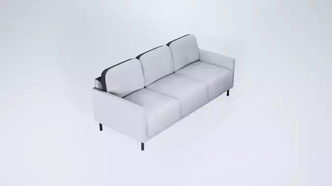 Low Poly Modern Fabric Sofa - 3 Seater