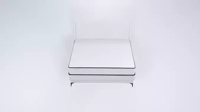 Low Poly Upholstered Bed with Wooden Frame