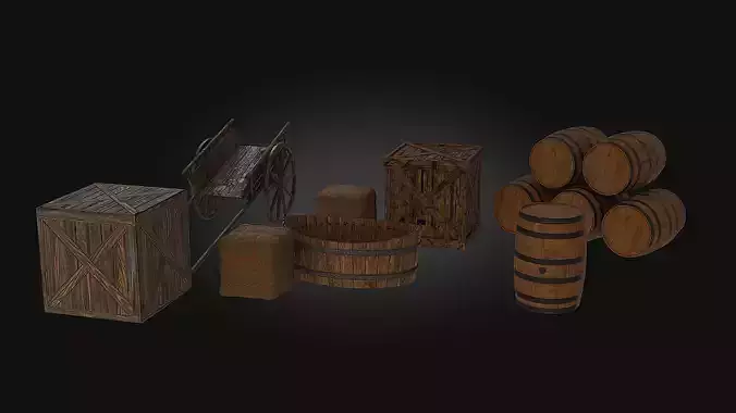 Medival props Low-poly 3D model