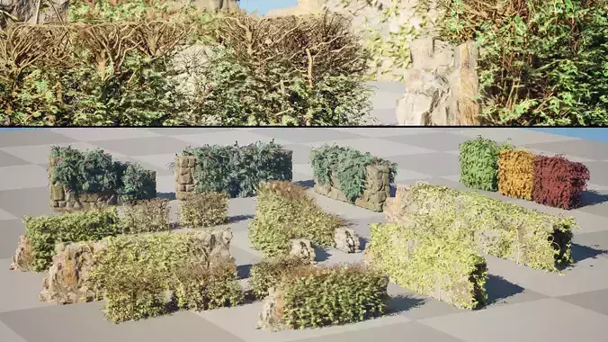 UK Hedgerow 3D Collection Low-poly 3D model