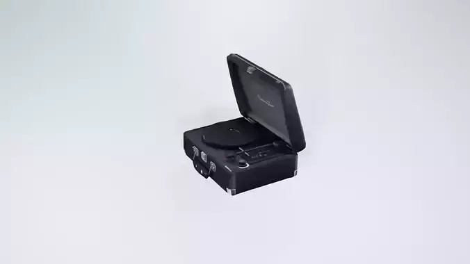 Low Poly Vintage Suitcase Turntable - Stylized Model