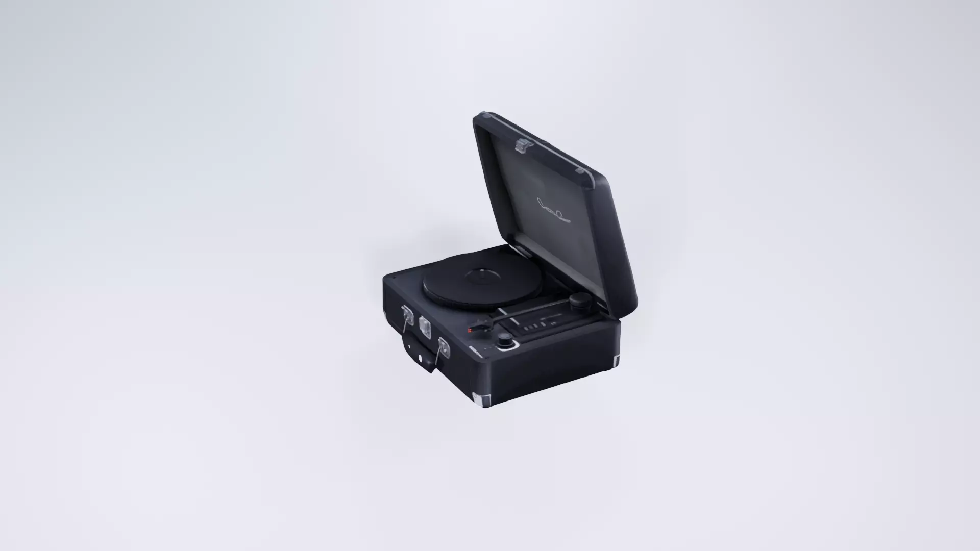 Low Poly Vintage Suitcase Turntable - Stylized Model 3D model_0