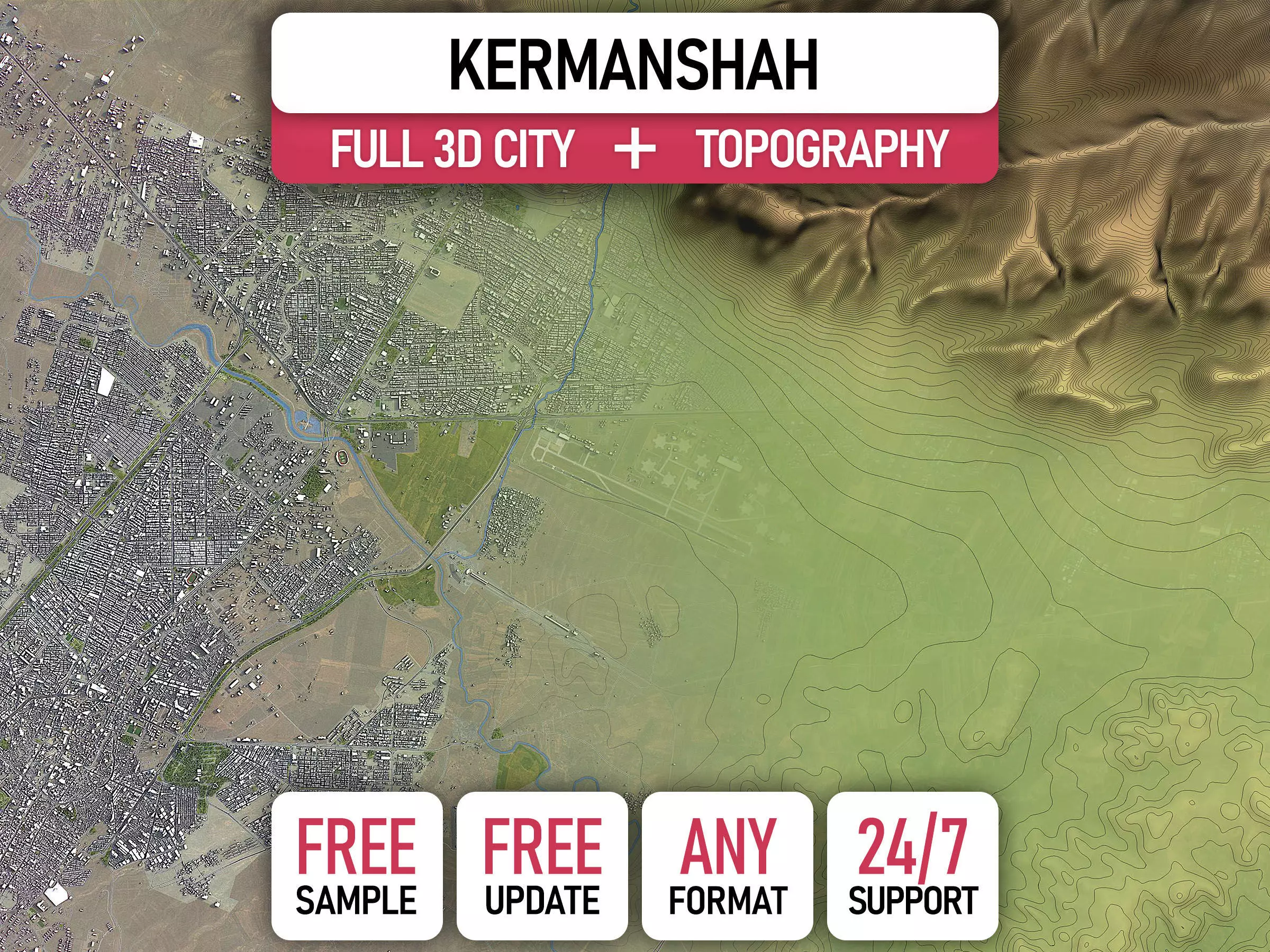 Kermanshah - Topography Terrain 3D Model 3D Model Collection_0