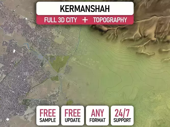 Kermanshah - Topography Terrain 3D Model 3D Model Collection