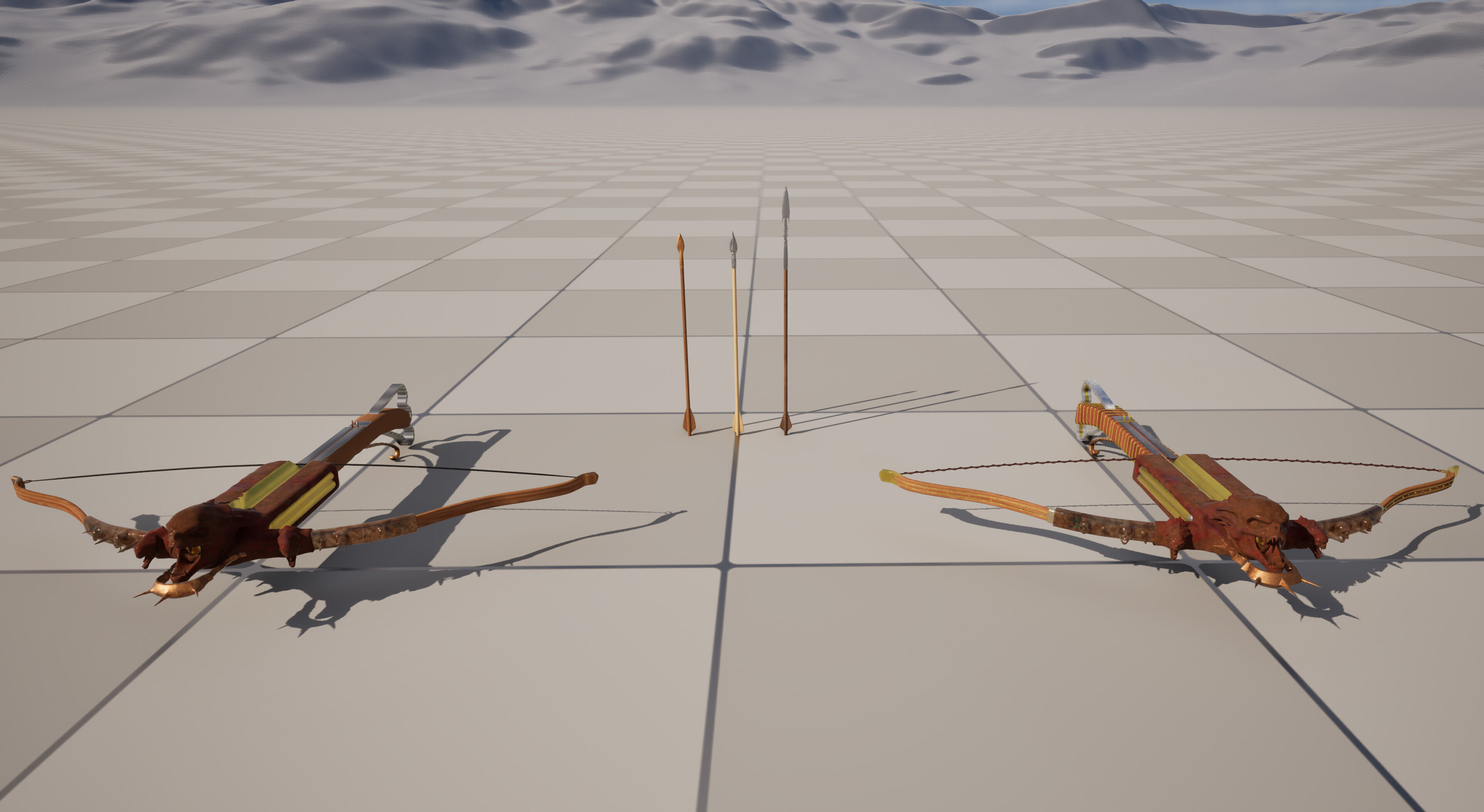 PBR Medieval Demon Skull Crossbow with Arrows  Low-poly 3D model_46