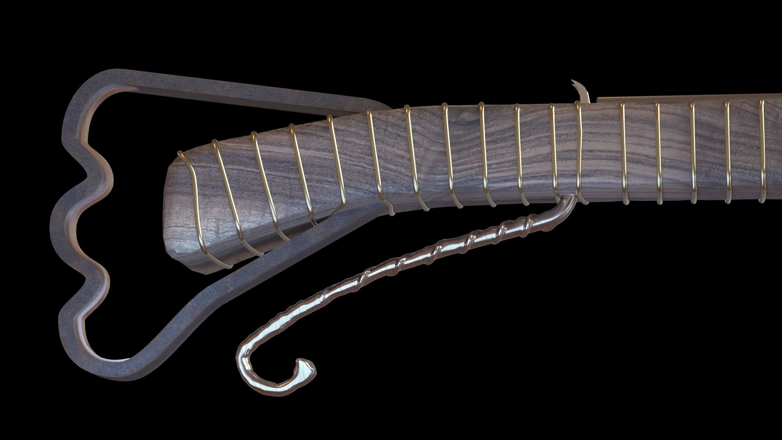 PBR Medieval Demon Skull Crossbow with Arrows  Low-poly 3D model_9