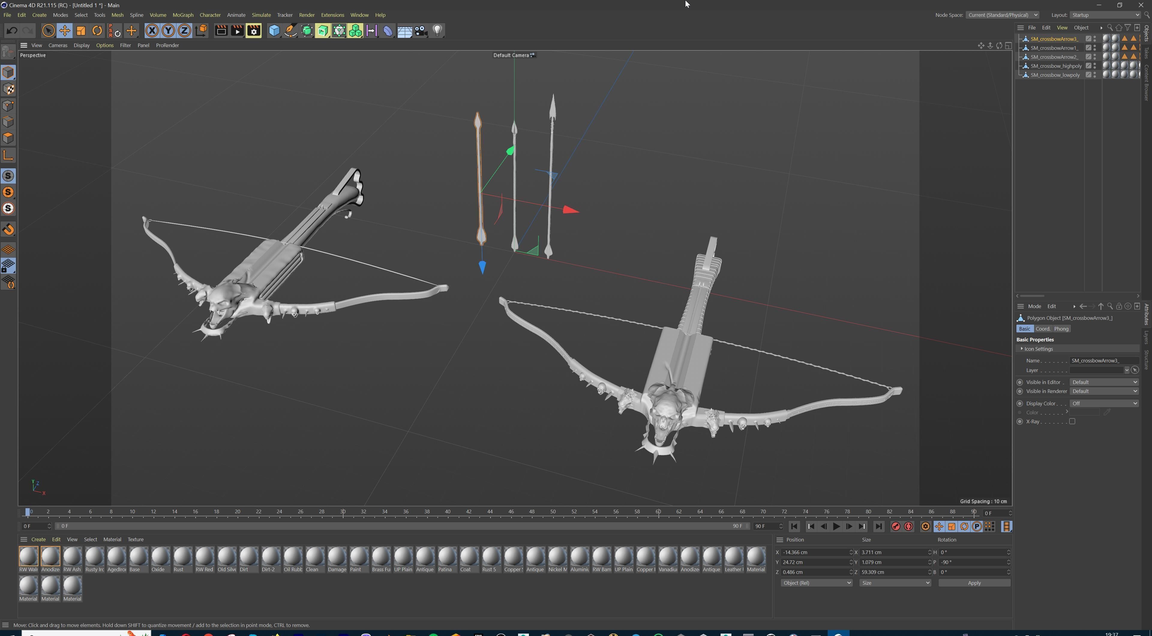 PBR Medieval Demon Skull Crossbow with Arrows  Low-poly 3D model_43