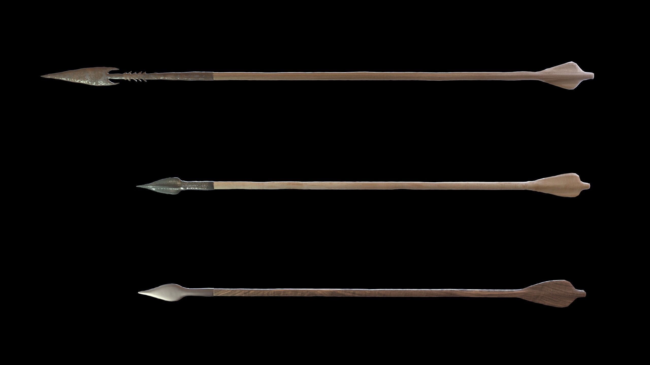 PBR Medieval Demon Skull Crossbow with Arrows  Low-poly 3D model_18