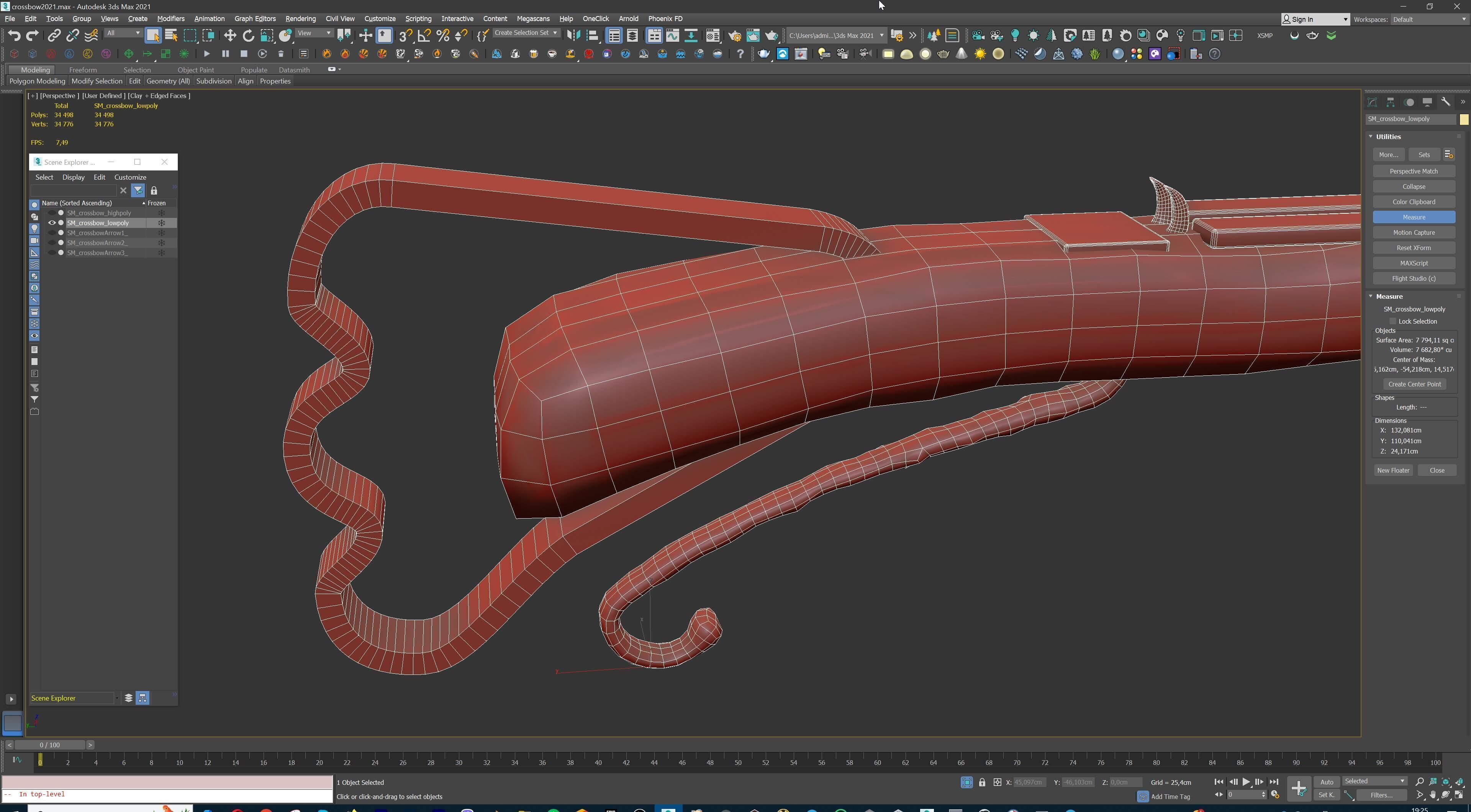 PBR Medieval Demon Skull Crossbow with Arrows  Low-poly 3D model_35