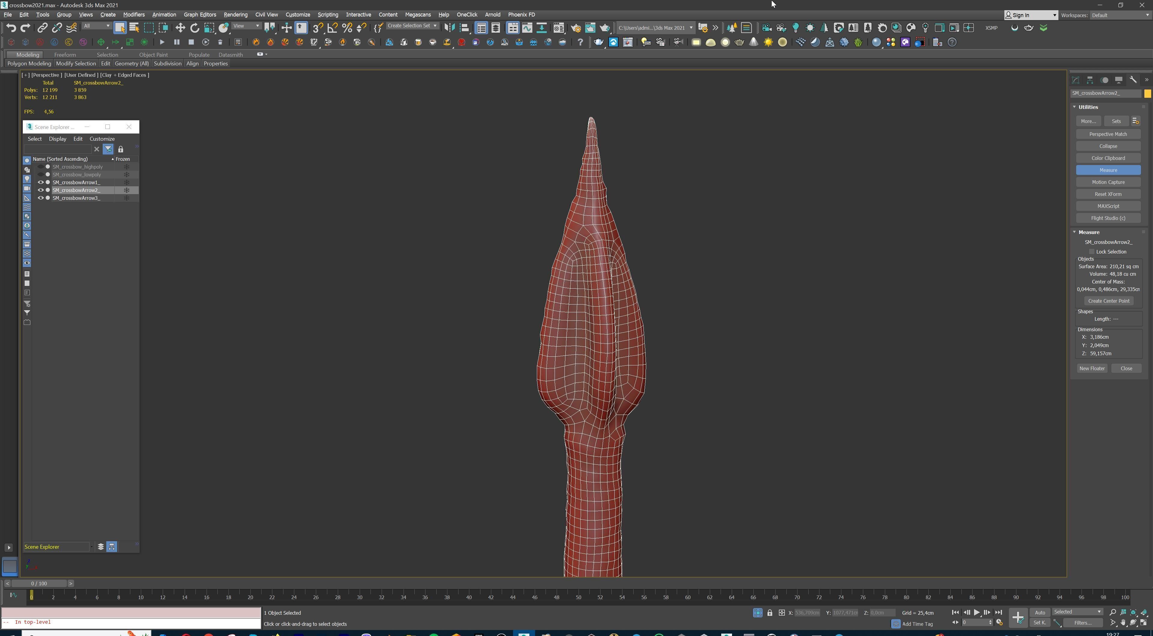 PBR Medieval Demon Skull Crossbow with Arrows  Low-poly 3D model_40