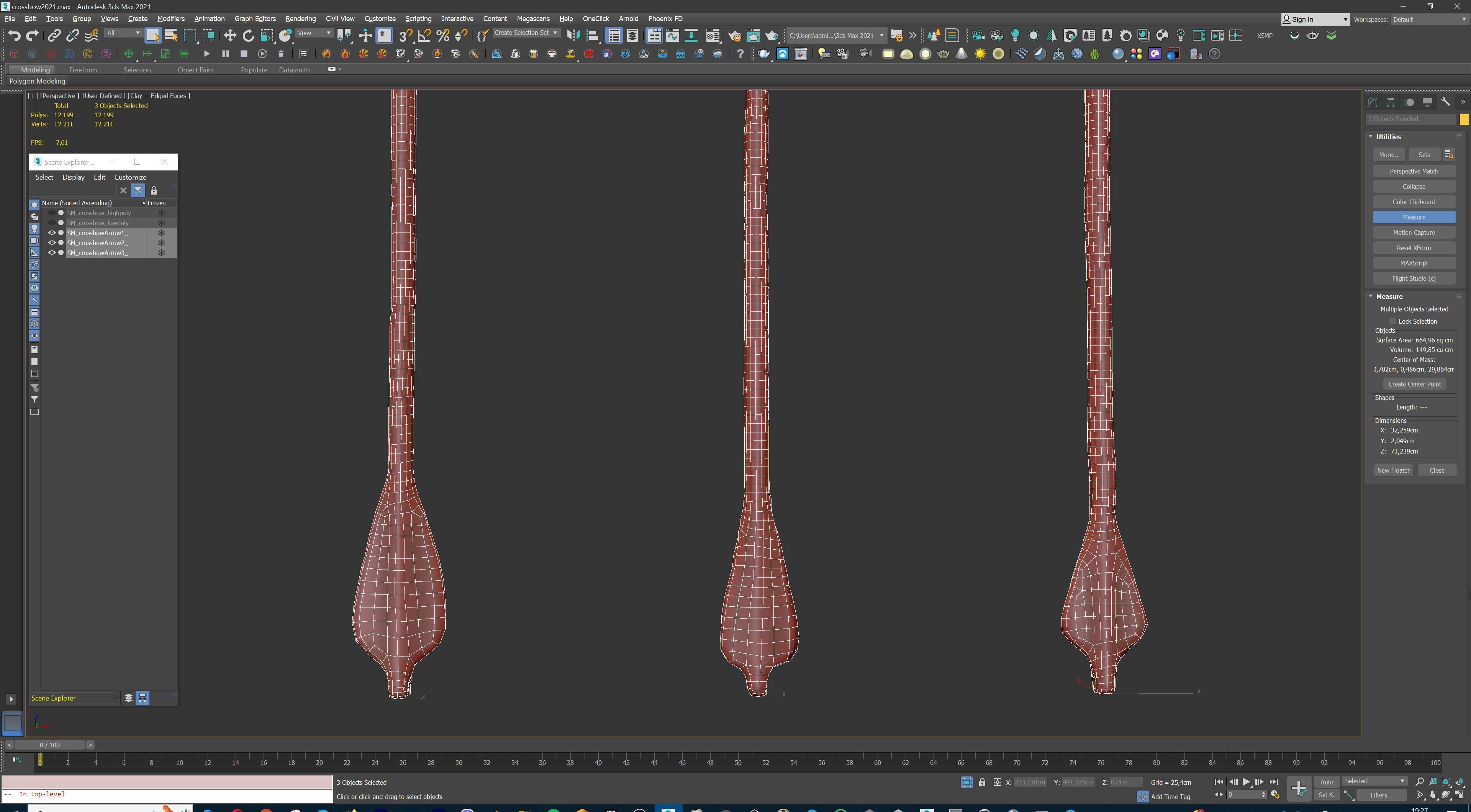 PBR Medieval Demon Skull Crossbow with Arrows  Low-poly 3D model_39