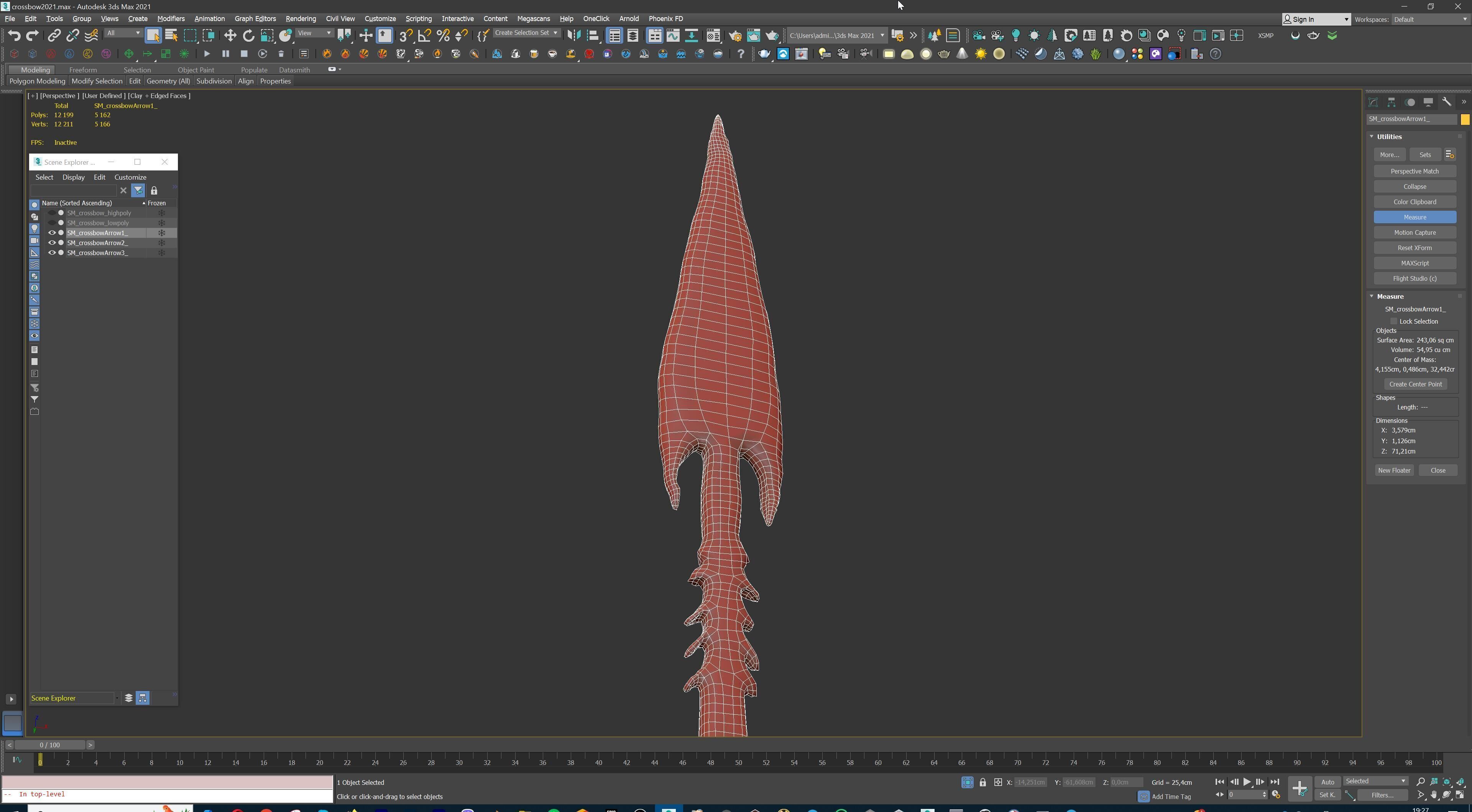 PBR Medieval Demon Skull Crossbow with Arrows  Low-poly 3D model_41