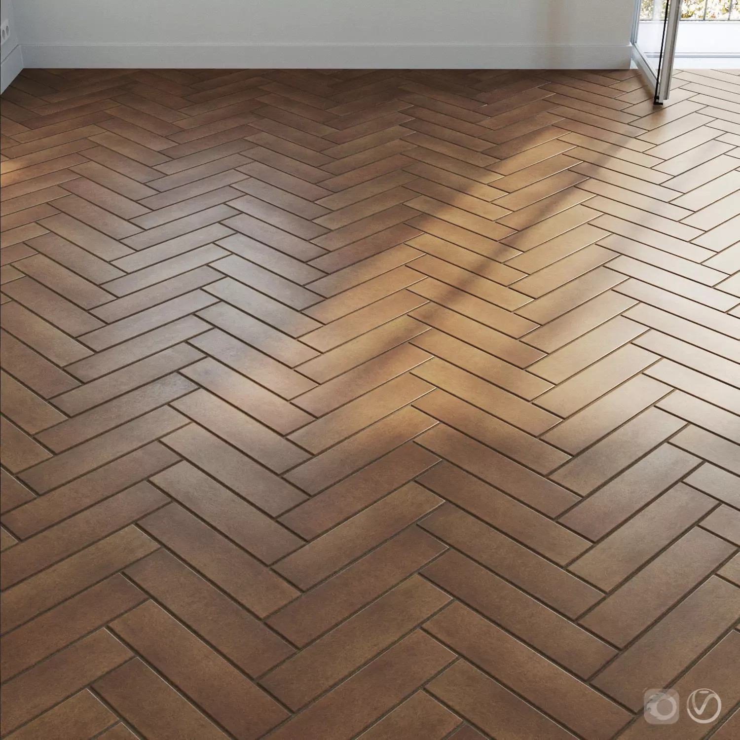 Ceramic tile set 04 - Herringbone Terracotta 3D model_0