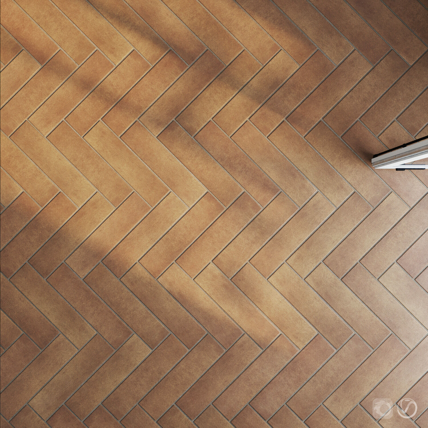 Ceramic tile set 04 - Herringbone Terracotta 3D model_1